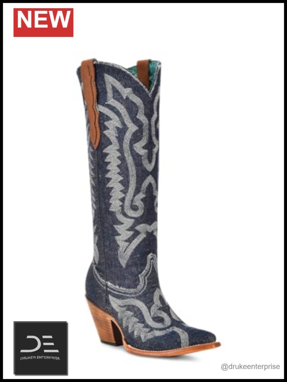 Embroidered Tall Pointed Toe Pull On Leather Western Boots